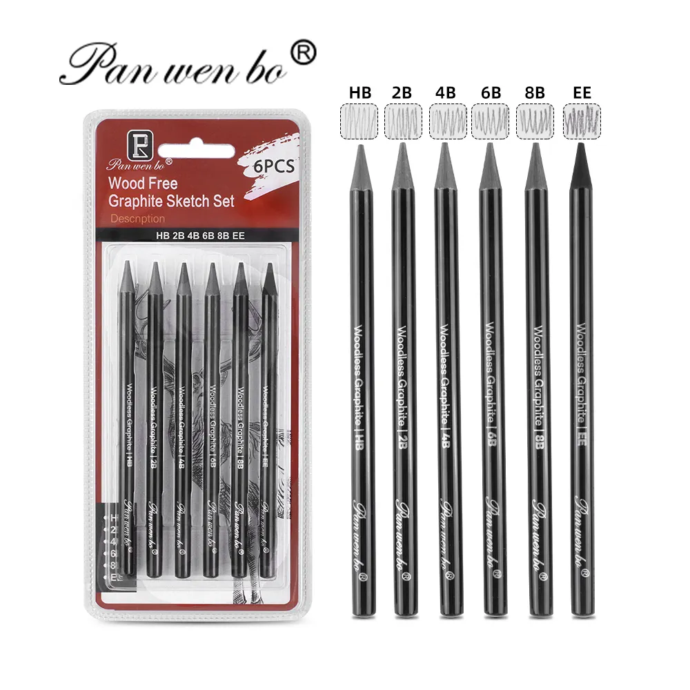 HB/2B/4B/6B/8B/EE स्केच ड्राइंग पेंसिल मानक पेंसिल लकड़ी का सेट 6 पीस/बॉक्स स्केचिंग ग्रेफाइट पेंसिल