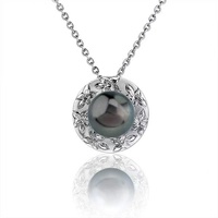 Collier pendentif en argent sterling 925 de haute qualité avec perle d'eau douce ronde hawaïenne, bijoux sur le thème de la vie marine