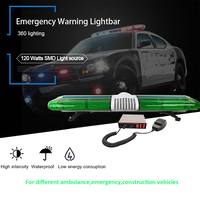 Barre lumineuse de secours LED verte 12V avec haut-parleur de sirène forte pour ambulance et véhicules d'urgence