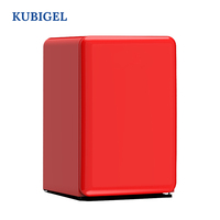 Mini-réfrigérateur portable rétro Kubigel 128L avec porte en mousse, refroidissement par air, intérieur LED, température unique intelligente et verrouillage de la porte
