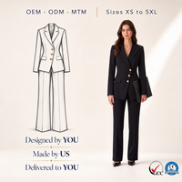 Costume pantalon femme noir, blazer à simple boutonnage, revers pointus, manches longues, pantalon coupe droite, du XS au 5XL, idéal pour le bureau, l'hôtellerie, sur mesure (MTM)