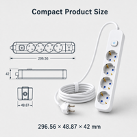 Multiprise industrielle à 4 prises avec cordon d'extension de 1,8 m, norme européenne, ignifuge, durable, IP44, multi-prises pour la maison