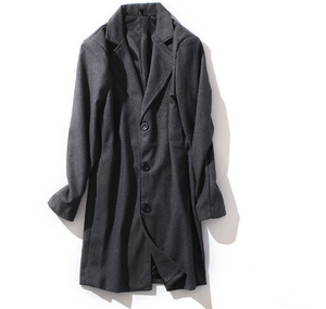 Manteau en laine pour <span class=keywords><strong>homme</strong></span>, longueur moyenne, manches longues, manteau d'automne et d'hiver, costume en laine, <span class=keywords><strong>trench</strong></span>-<span class=keywords><strong>coat</strong></span> - Product Image 1