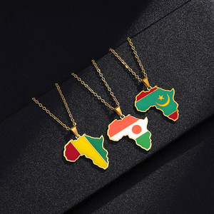 Collier Haomi en acier inoxydable avec <span class=keywords><strong>carte</strong></span> d'Afrique, bijou en forme de papillon, nouveau modèle avec maillons Europe, Amérique, Afrique, Ivoire - Product Image 6
