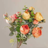 Echt Aussehende Künstliche Herbstrosen Seidenblumen Bouquet Konservierte Plastikblumen für Hochzeit Wanddekoration Ostern Muttertag Erntedankfest
