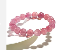Bracelet Premium en Quartz Rose de Madagascar, Perles de Pierres Précieuses Naturelles Polies, Bracelet Extensible de Guérison pour Femme, Cadeau en Gros