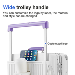 Unisex Travel Bags Luggage With Cup Holder Fashion PC Trolley Case Business <strong>Aluminum</strong> Frame Suitcase Luggage - Product Image 3