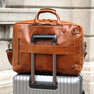 Nouvelle conception, style vintage, sacoche pour ordinateur portable en cuir véritable imperméable pour hommes, convertible, fermeture éclair, capacité de 20 à 35 L - Product Image 2