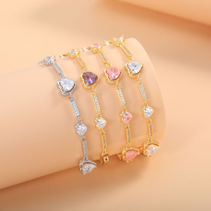 สร้อยข้อมือรูปหัวใจ โลหะผสมสังกะสี ประดับขอบ ของขวัญสำหรับผู้หญิง เครื่องประดับแฟชั่น - Product Image 2