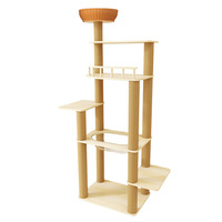 Torre para Gatos Grande con Cama Tejida, Cápsula Transparente, Barandilla de Seguridad y Postes Rascadores de Cuerda de Cáñamo para Familias con Múltiples Gatos