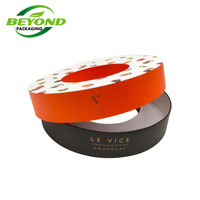 Boîte d'emballage pour macarons en papier d'art rond en carton de qualité alimentaire, taille personnalisée, pour 20 macarons, avec intérieur en PET
