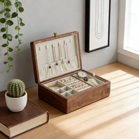 Boîte de rangement de bijoux en bois de luxe en gros avec plateau amovible, organisateur multi-compartiments pour montres et colliers, idéal pour la maison et les cadeaux