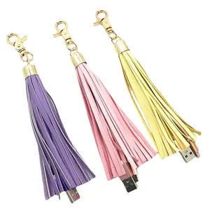 2404 Spot two - Data wire fringe key chain PU leather flow comb USB must be keychain