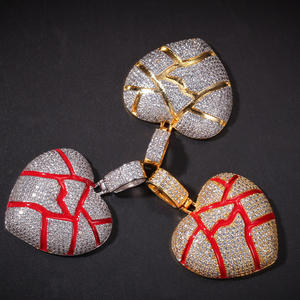 Joyería de <span class=keywords><strong>moda</strong></span> de tendencia, colgante de Corazón Roto chapado en oro y plata, dijes de cobre con collar de cadena torcida de acero inoxidable para hombres - Product Image 6