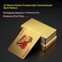 Cartes de poker en plastique noir imperméables et résistantes à la flexion, avec grille dorée et feuille d'or, cartes de jeu de société de luxe plaquées or, vente en gros