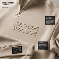Service OEM – Sweat-shirt Homme 500 GSM à Col Zippé, Style Minimaliste Old Money, Coupe Boxy, Manches Raglan – Fournisseur