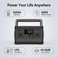 Station d'alimentation portable US Road Trip Van Life 500W 520Wh 110V FCC pour le camping, les voyages et la sauvegarde d'énergie