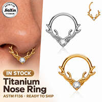 JIAXIN Anneau de nez clicker en titane ASTM F136 plaqué or 18 carats, boucle d'oreille, anneau de tragus à segment articulé, bijoux de piercing corporel tendance