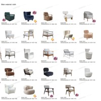 Fauteuil de détente moderne en cuir véritable fait à la main avec pieds en bois pour appartements, salons, chambres et hôtels