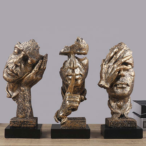 Estatua de Resina Abstracta de Pensador 'El Silencio es Oro' Grabada a Mano, Dorada y Plateada, Estilo Art <span class=keywords><strong>Deco</strong></span>, Adorno para el <span class=keywords><strong>Hogar</strong></span> y Cumpleaños, para Sala de Estar - Product Image 3