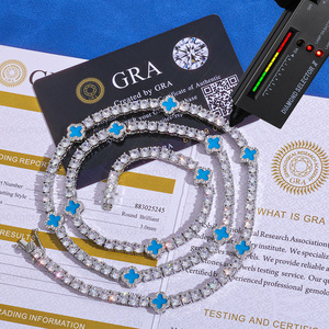 สร้อยคอเทนนิสฮิปฮอปพรีเมียมประดับเพชรโมอิสซาไนต์ เงินแท้ 925 งานสั่งทำพิเศษ ระดับ VVS ผ่านการทดสอบเพชร - Product Image 3