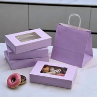 Boîte à donuts personnalisée pliable en carton ivoire avec fenêtre pour présentation alimentaire en boulangerie