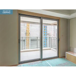 Puertas correderas de material de vidrio de aluminio con herrajes, puerta corredera de aluminio para cocina, sala de estar, puerta personalizada