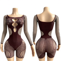 ELITES Mini robe exotique en résille à rayures pour femmes Vente en gros de vêtements de danse sexy Body Teddy Babydoll