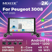 MEKEDE-Lecteur autoradio multimédia pour voiture Android MS, 8 cœurs, WiFi, pour Peugeot 3008 2017- 2020, caméra 360