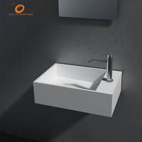 Koris OEM design pierre artificielle blanche lavabo de salle de bain lavabo à surface solide