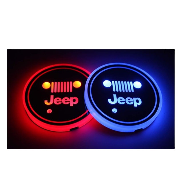 2pcs LED Car Cup Holder Lights with 7 Colors