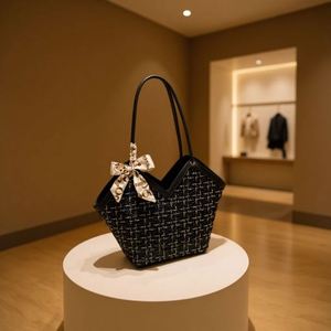 2026 New Arrival Luxury <b>Tweed</b> Women <b>Handbag</b> Vintage Checkered Shoulder Bag Chic Tote Bag for Women with Silk Scarf Daily Commute - Product Image 1