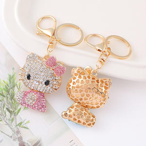 ของตกแต่งเคสโทรศัพท์รูปตัวการ์ตูนน่ารักๆติดพลอยเทียมสีแดงฟ้าพวงกุญแจลูกแมว - Product Image 5