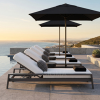 Chaise longue d'extérieur en aluminium pour hôtel, resort, jardin et piscine