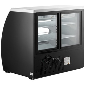 <span class=keywords><strong>Vitrine</strong></span> commerciale d'épicerie <span class=keywords><strong>réfrigérée</strong></span> de réfrigérateur d'affichage de gâteau en verre incurvé noir de 48 pouces - Product Image 3