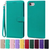 Étui de téléphone à rabat en cuir souple en silicone compatible avec iPhone 6 6S 7 8 Plus