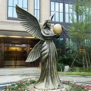 Escultura de Ángel de bronce artesanal de metal de fundición hecha a mano de Arte de alta calidad de tamaño real personalizado a la venta