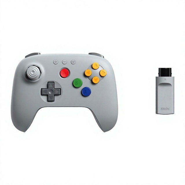 Classic Grey 8BitDo 64 2.4G Controller With USB 2.4G Receiver Wireless Game Controller for N64 Analogue 3D Windows Retro Gaming