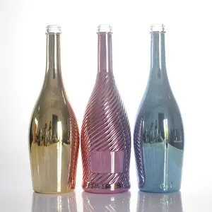 750ml Glass Bottles Electroplating Pink Colour 750ml Stopper Champagne Glass Spirits Bottle
