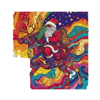 Puzzle en bois en forme de renne psychédélique, éducatif, pour les fêtes de Noël, découpé au laser en tilleul, finition satinée, cadeau