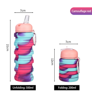 Bouteille d'eau en silicone sans BPA de 500 ml, type à pression, pour les activités de plein air et la rentrée scolaire, écologique pour la randonnée et les enfants - Product Image 6
