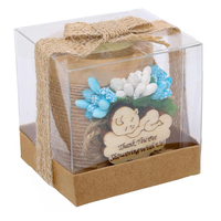Boîtes en plastique transparentes pliables en PET PVC avec base en carton, boîte cadeau transparente en plastique pour bougies et bonbons