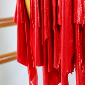 Vestido de Baile Latino de Alta Calidad en Color Rojo Perla, 100% Poliéster, Hecho a Medida para Actuaciones Infantiles, en Oferta - Product Image 2