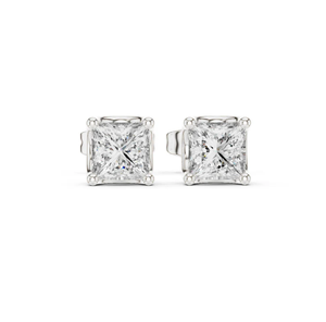 Superbes boucles d'oreilles en diamant taille princesse en or blanc 14 carats avec un design indien réfléchissant la lumière - Product Image 5