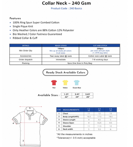 T-shirt à col premium, tissu épais 240 g/m², doux, respirant, durable, confortable, coupe élégante, décontracté, pour un usage quotidien - Product Image 2