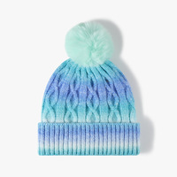 Bonnet d'hiver en tricot doublé polaire épais, couleur dégradée, chaud, pour temps froid, décontracté, pour activités de plein air et neige