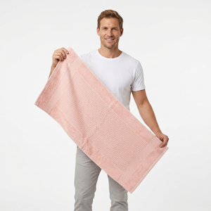 Serviette de sport en coton rose, couleur unie, rectangulaire, séchage rapide, tricotée, pour adulte, serviette de bain, certifiée OEKO-TEX - Product Image 1