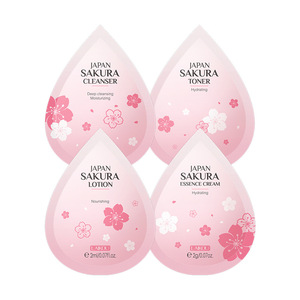 Bộ chăm sóc da du lịch mini Nhật Bản Sakura với sữa rửa mặt, tinh chất, kem dưỡng mặt, lotion & toner, Niacinamide làm trắng da - Product Image 1