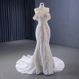 Jancember 231073 Robes de mariée sirène vintage en dentelle brodée à épaules dénudées - Product Image 3