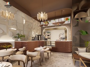 Modern Eco-Friendly <b>Waterproof</b> Outdoor Coffee Kiosk <b>LED</b> <b>Lighting</b> | Custom Bar Counter Restaurant Interior Design - Product Image 3